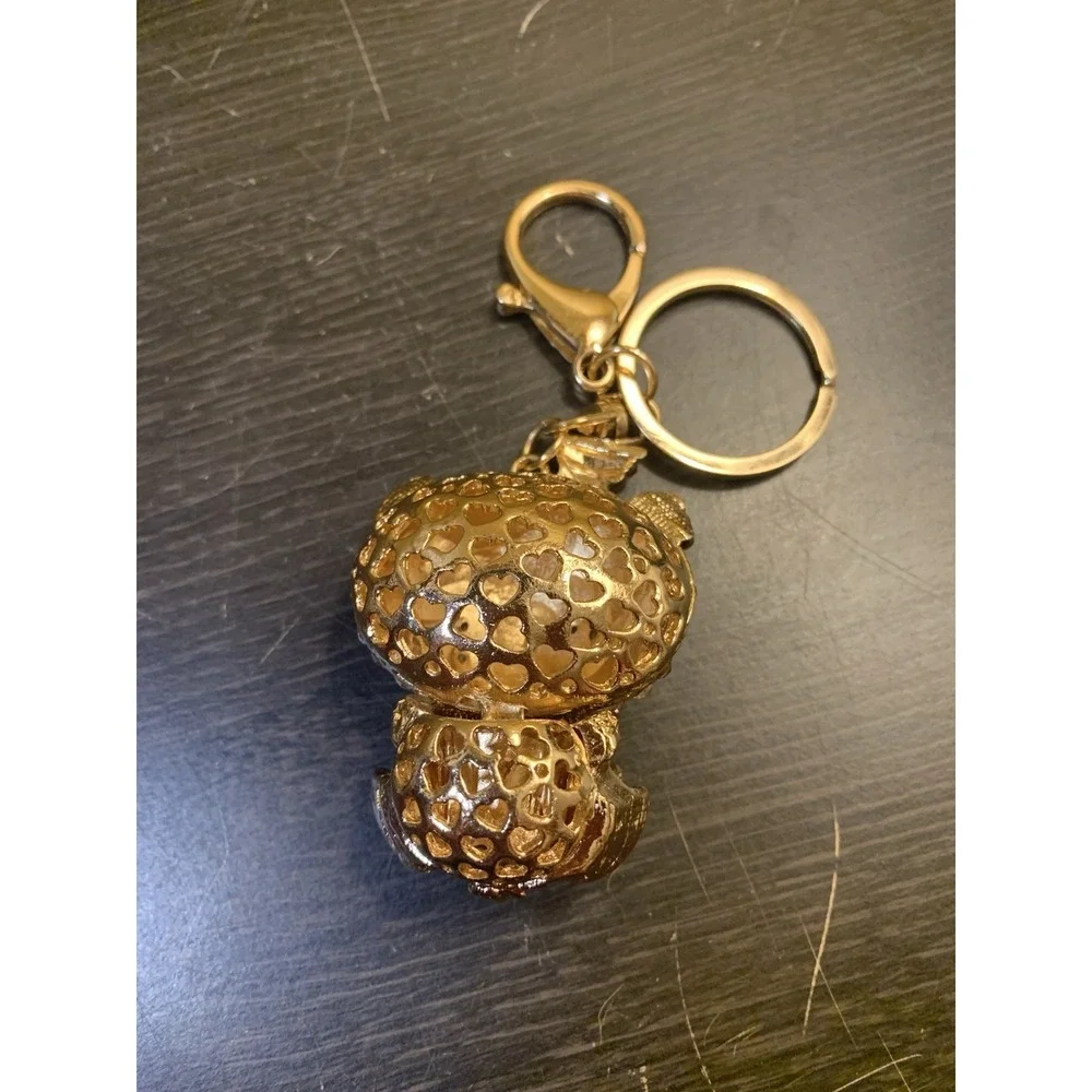 Pig Articulated Keychain Bejeweled Rhinestone Purse Jewelry‎ Bling Clip Key Ring